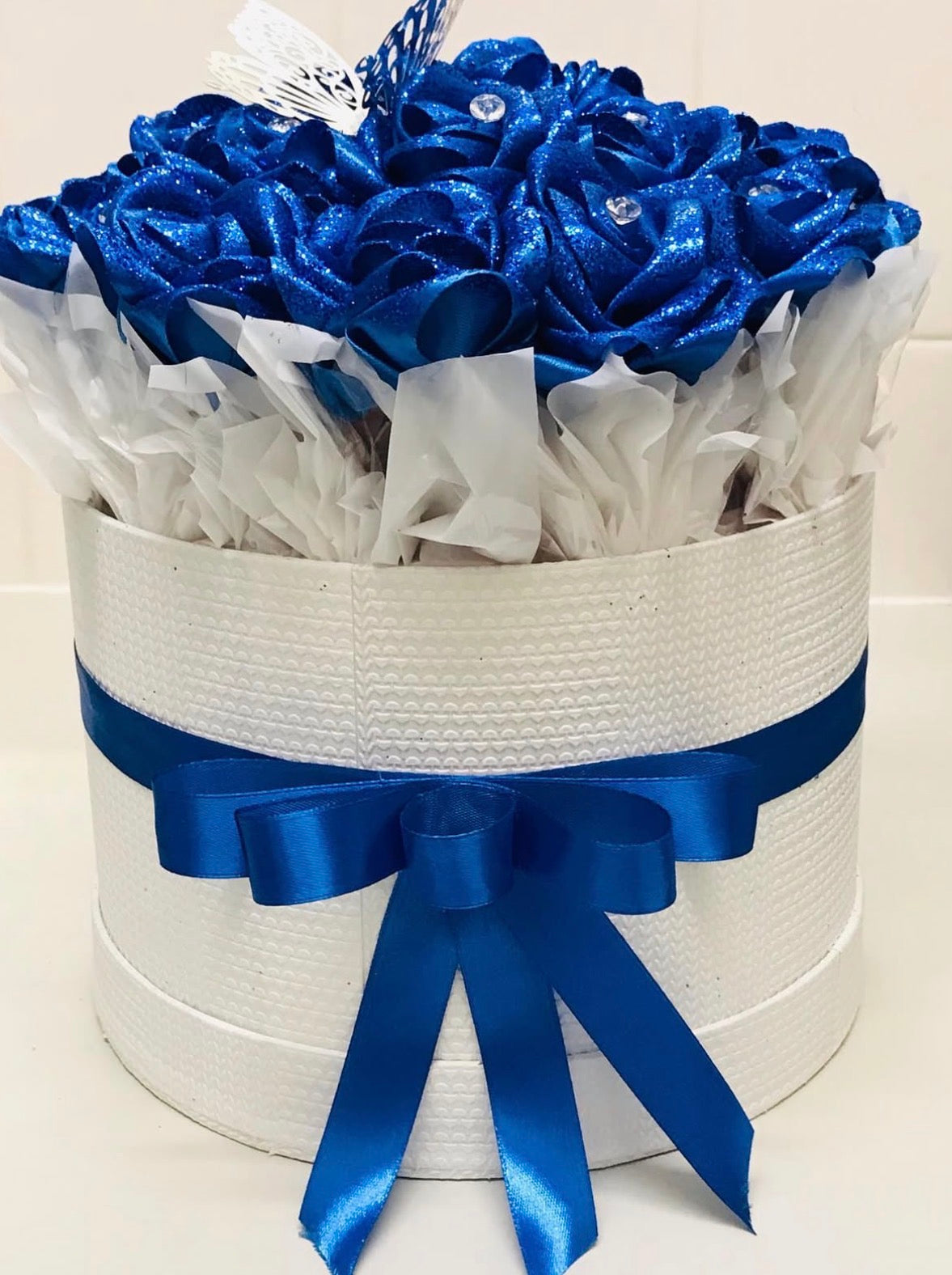 Royal Blue Glitter Rose Box