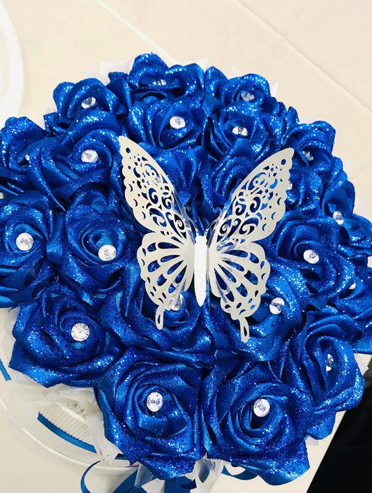 Royal Blue Glitter Rose Box